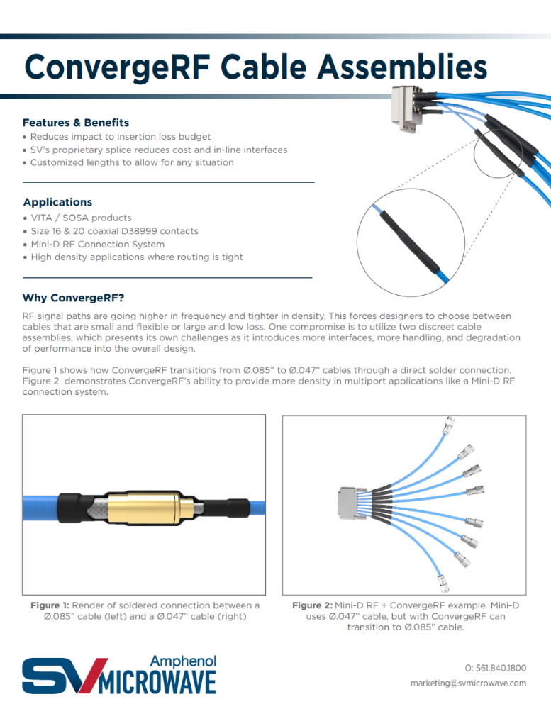 ConvergeRF Cable Assemblies ConvergeRF Cable Assemblies